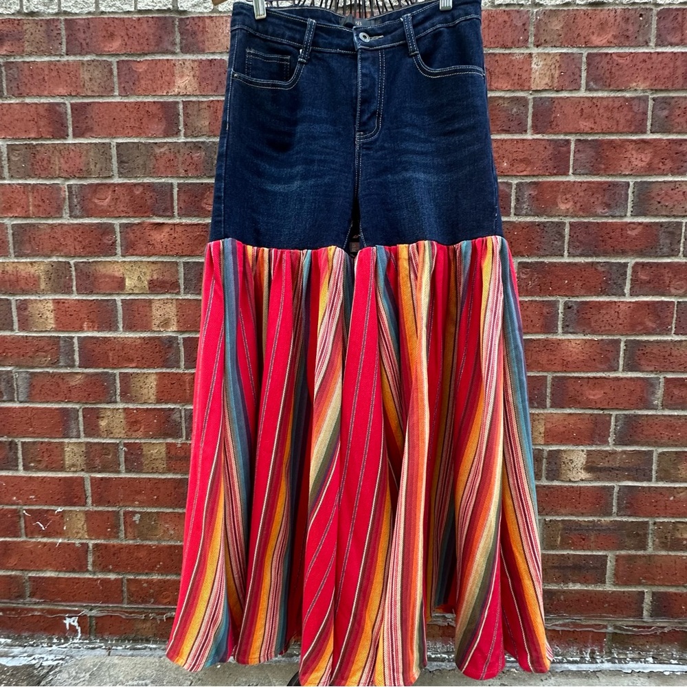 Lucky & Blessed L&B Jean Flare BOHO Western Cowgirl Artsy Southwest Festival 10